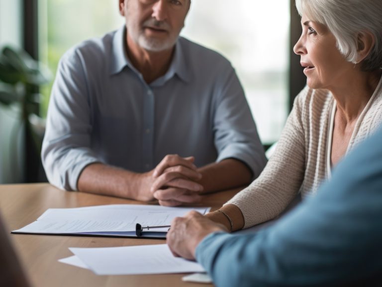seguro de decesos en Xátiva – pareja firmando seguro de decesos en Xátiva - pareja firmando